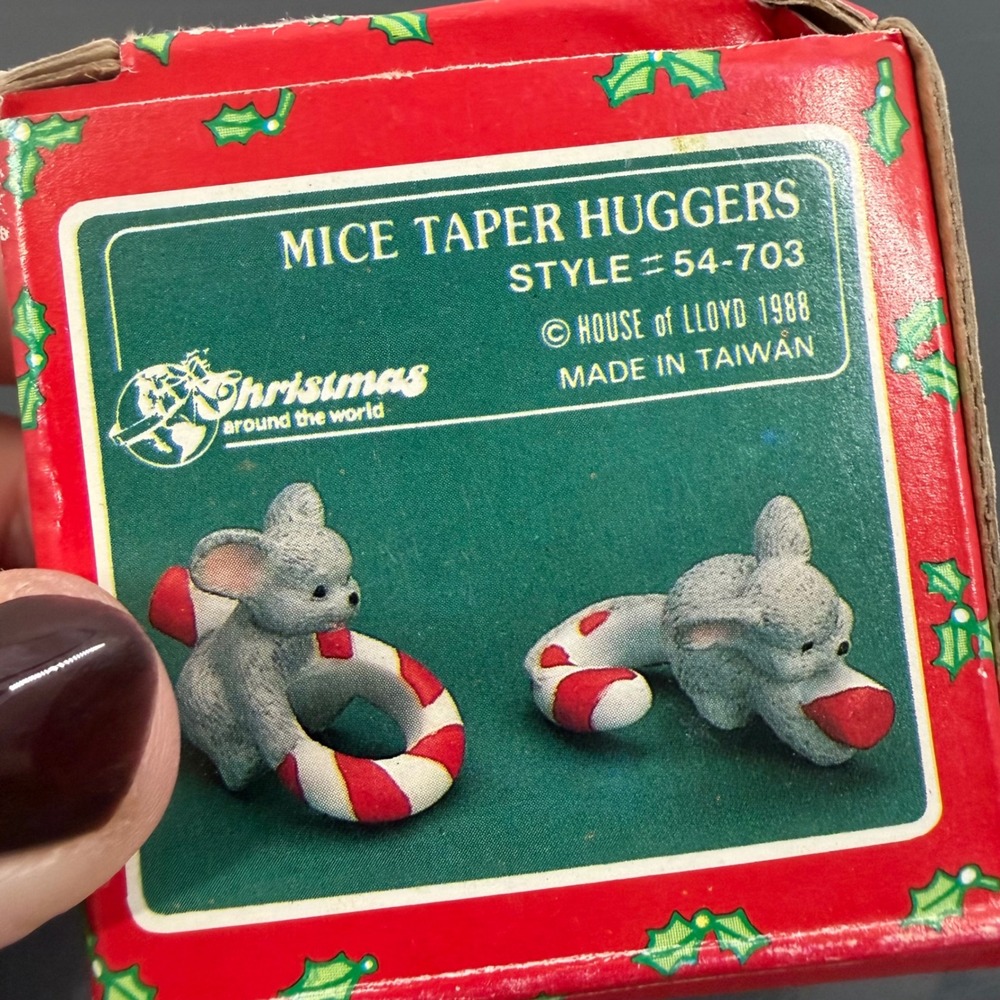 Vintage 1988 House of Lloyd Christmas Around the World Mice Taper Huggers 54-703
